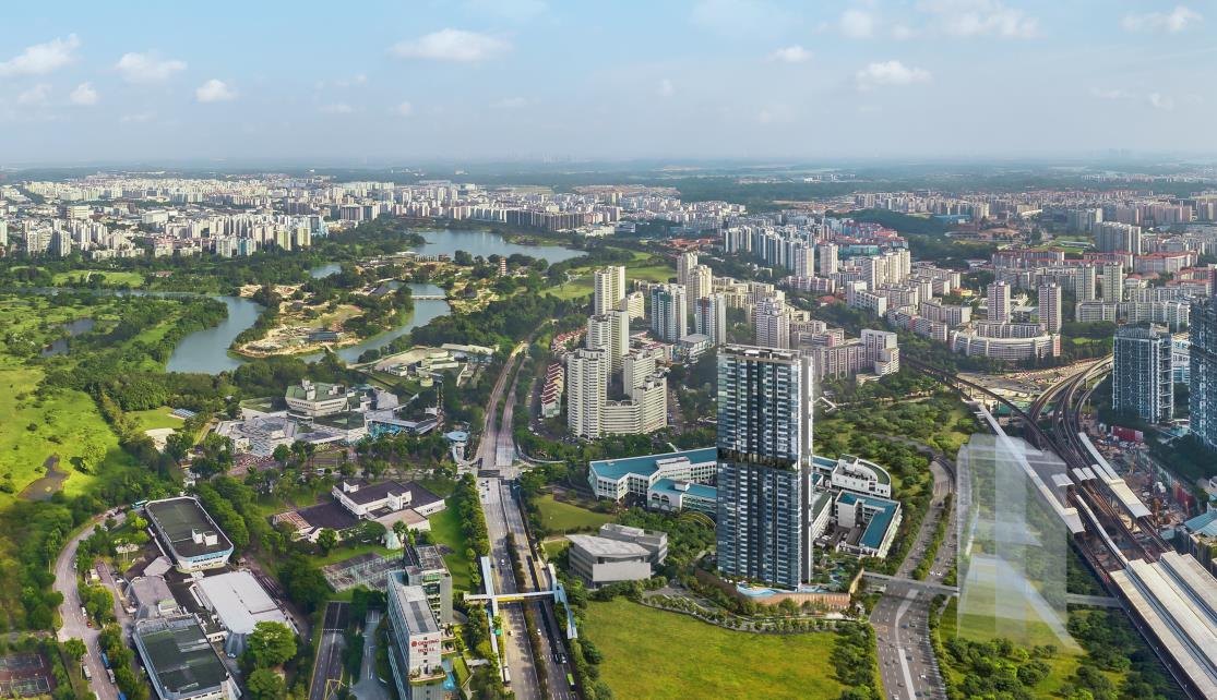 Aerial view of J’den and Jurong Lake Gardens